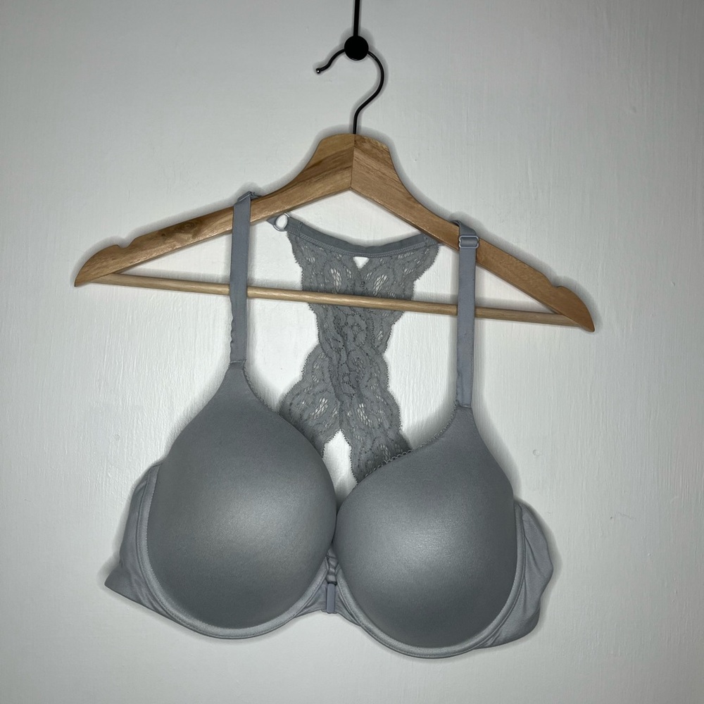 Victoria's Secret Gray Lace Racerback Bra